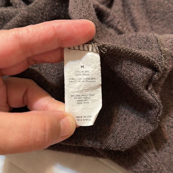 Green Envelope M Brown Heather Knit Cowl Neck Tie Waist Oversized Crop Sweater - Picture 9 of 11